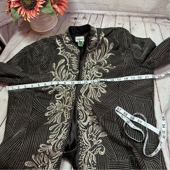 chico's Elegant Embroidered floral Women's blazer Jacket sz 2 (Large 12) - Picture 6 of 11